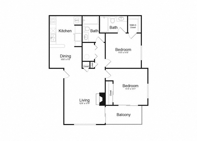 E Two Bed And Two Bath Floorplan at Alvista Trailside Apartments, Englewood, CO